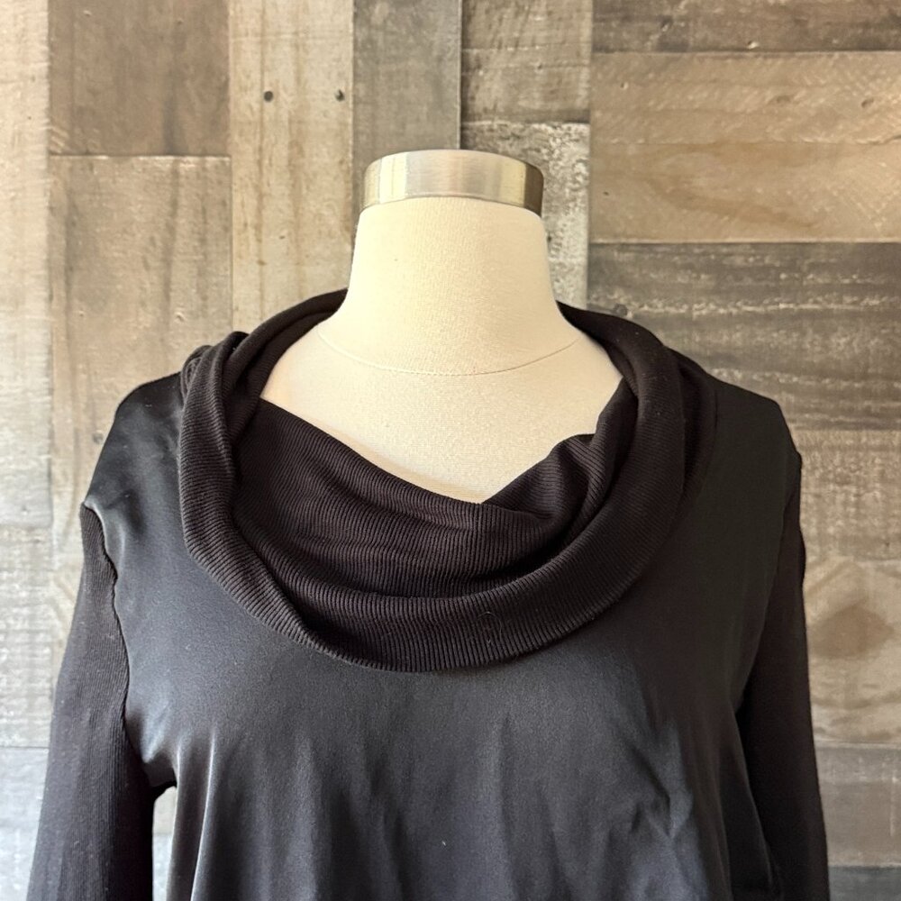 Anthropologie Deletta black cowl neck sweater large draped dark romantic witchy - Picture 2 of 10